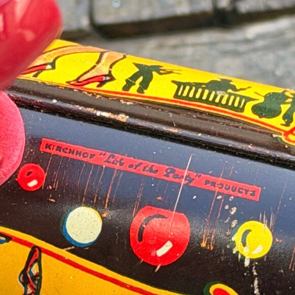 Vintage 1950's Kirchhof Tin Litho "Life of The Party" Noisemaker New Years Eve - Picture 6 of 12